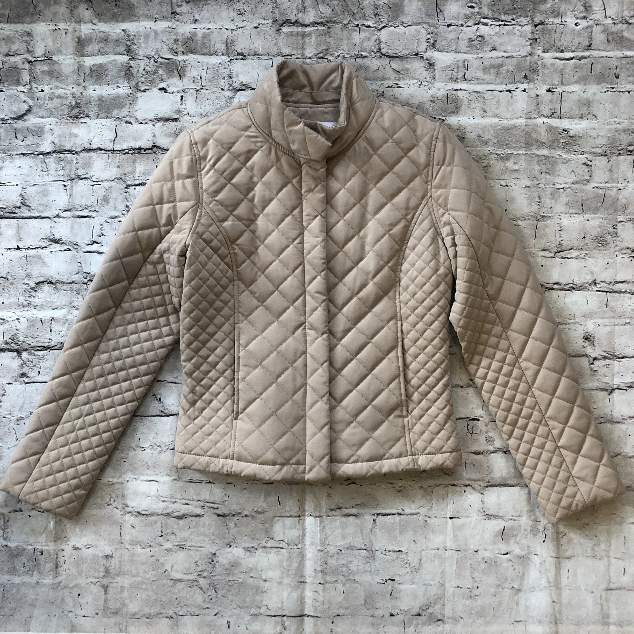 CALVIN KLEIN Tan Fur Lined Quilted Puffer Jacket Size S