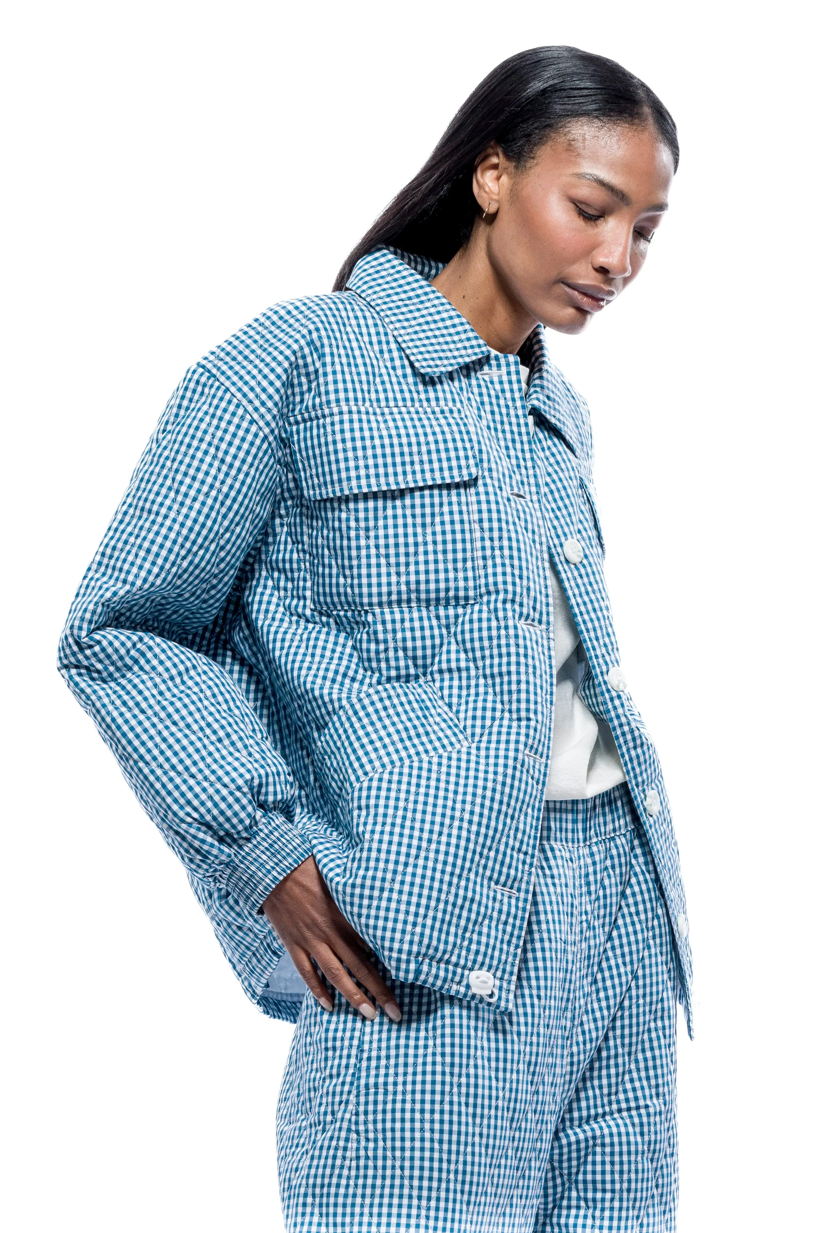 Carlo Jacket in Teal/White | Toit Volant