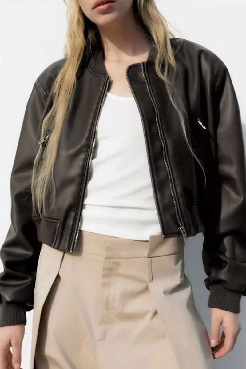 CG0319 Vegan Leather Bomber Jacket