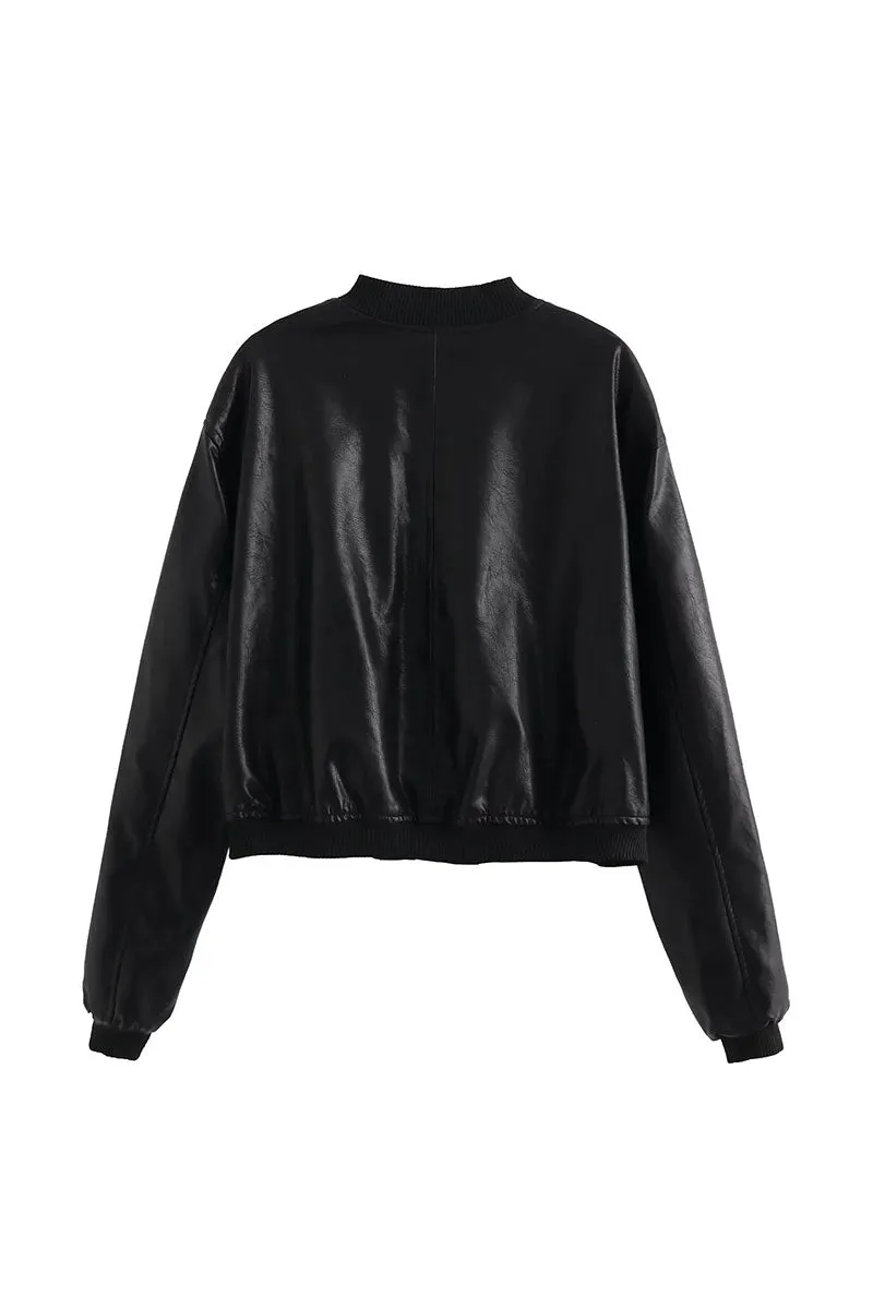 CG0319 Vegan Leather Bomber Jacket