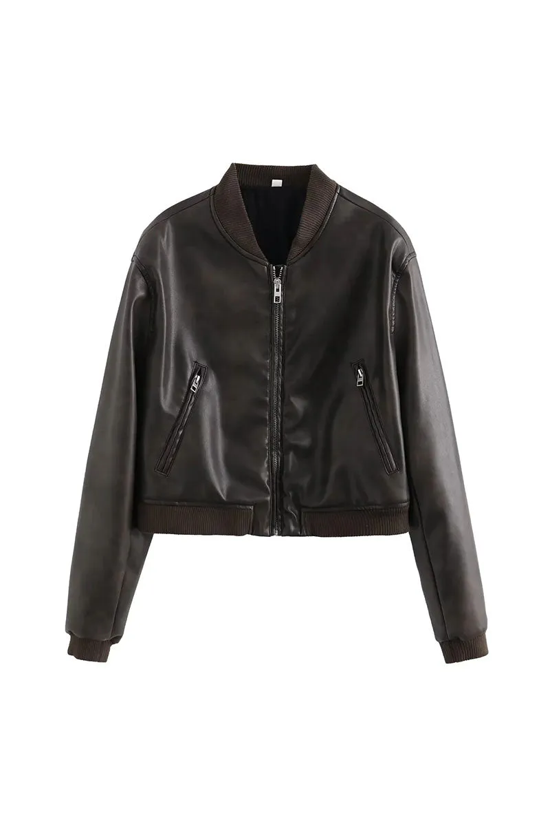 CG0319 Vegan Leather Bomber Jacket