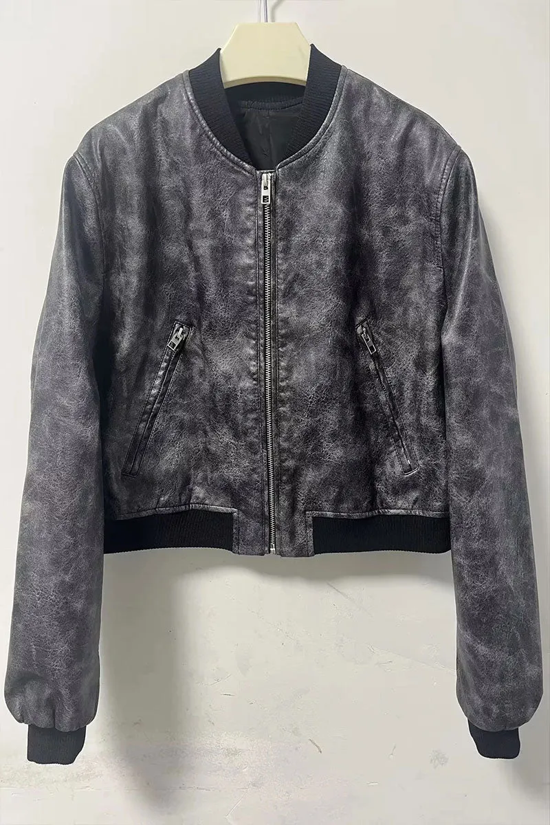 CG0319 Vegan Leather Bomber Jacket