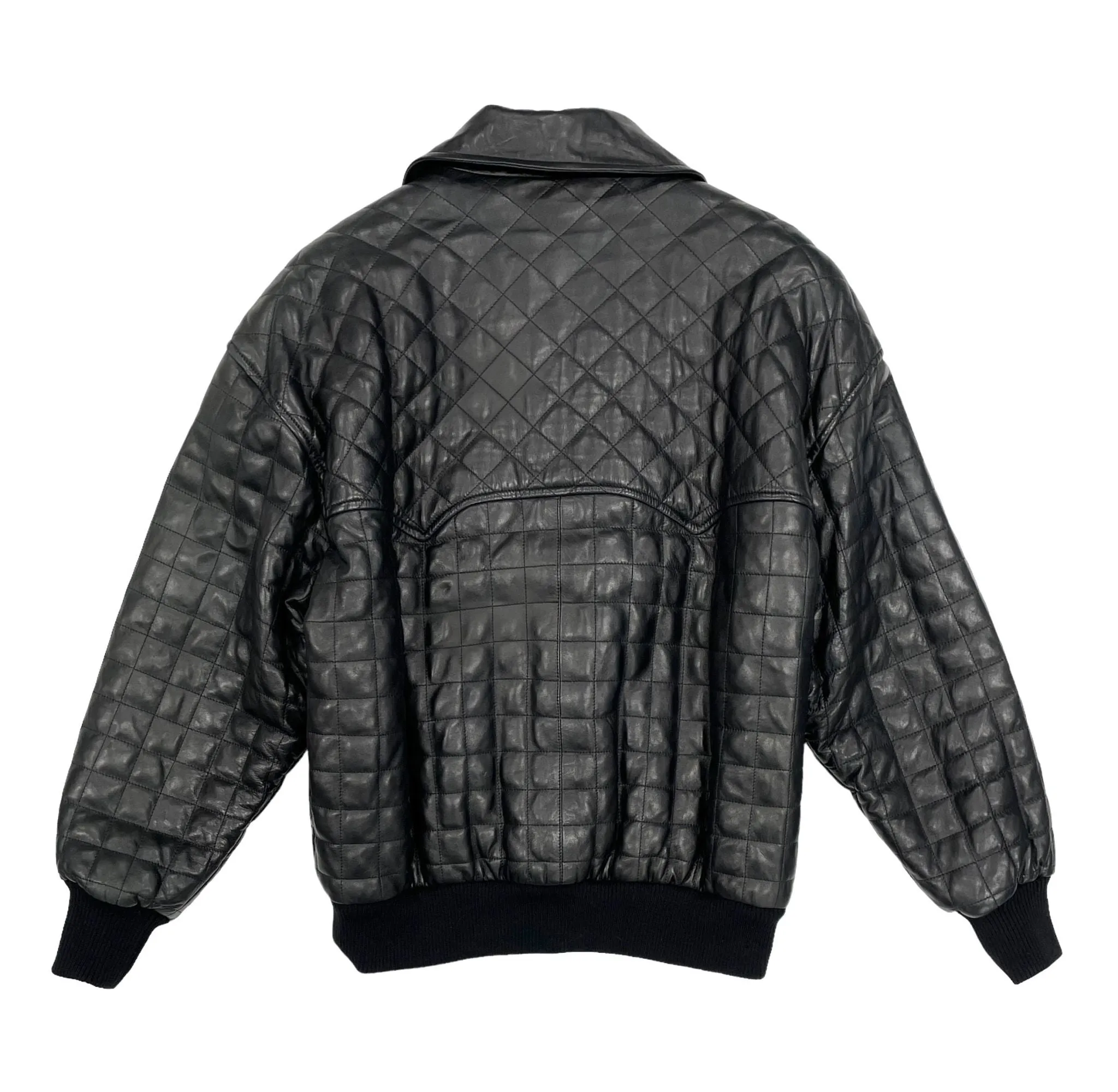 Chanel Black Leather Bomber Jacket