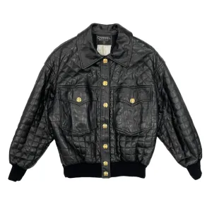 Chanel Black Leather Bomber Jacket