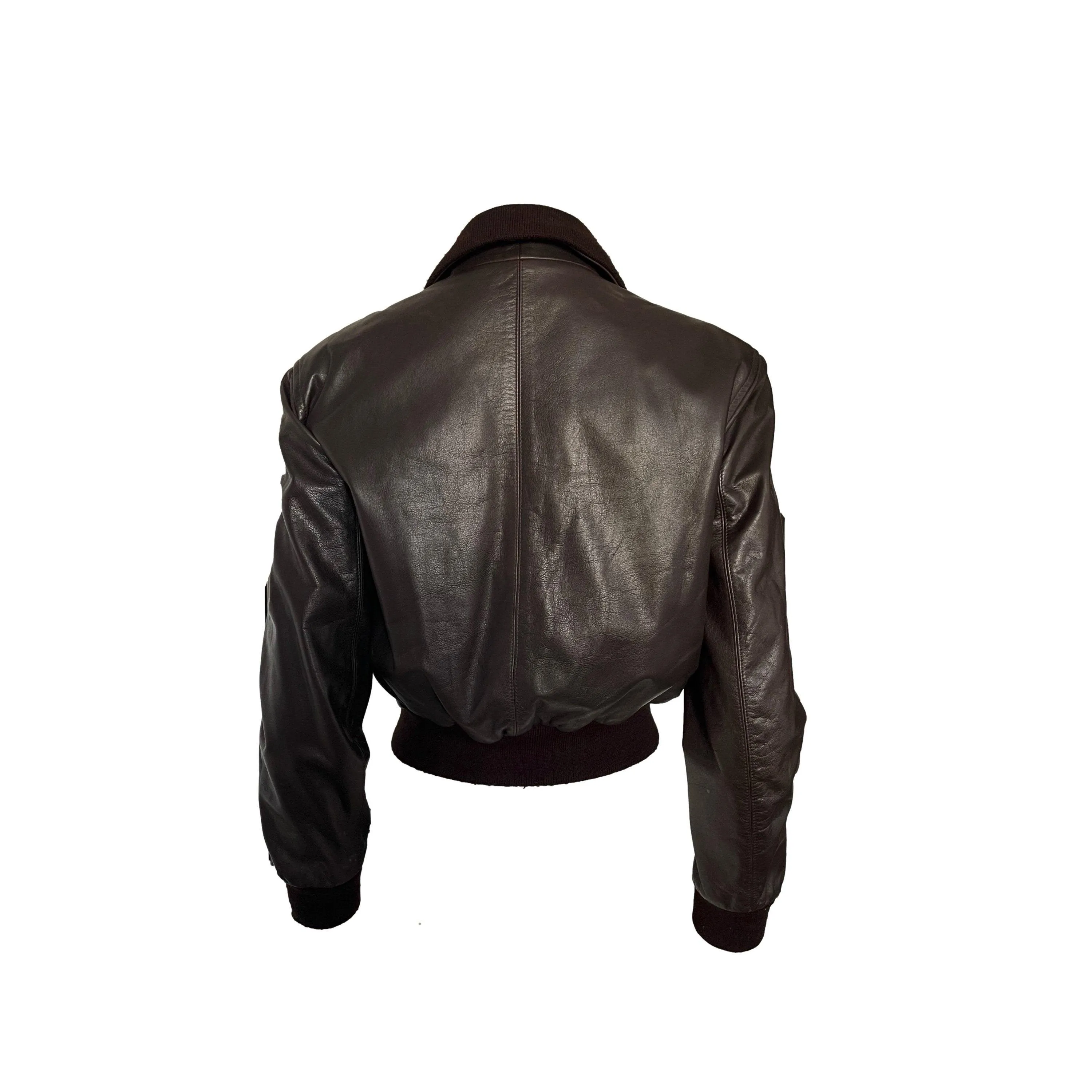 Chanel Brown Leather Bomber Jacket