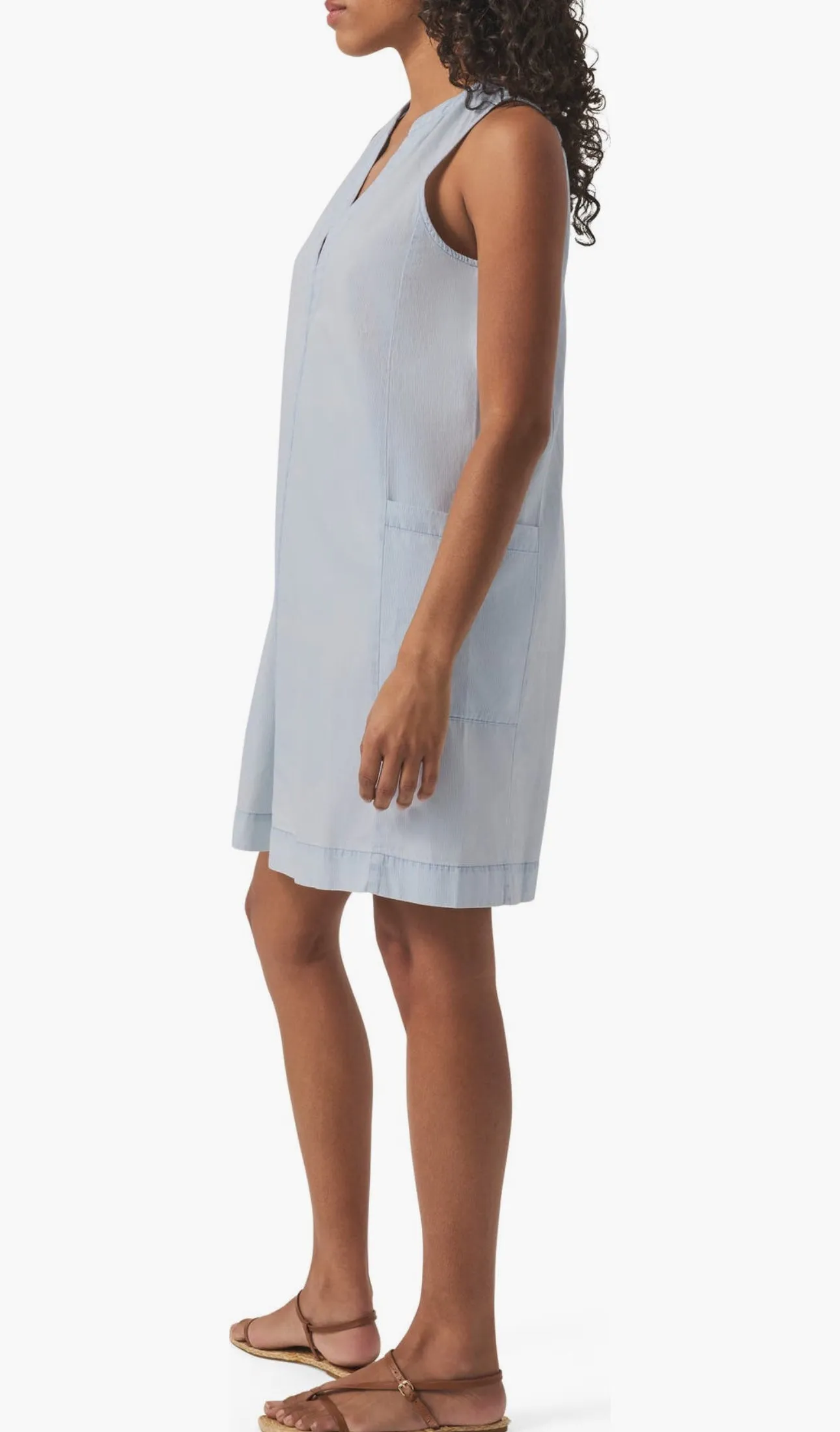 charity dress in indigo stripe