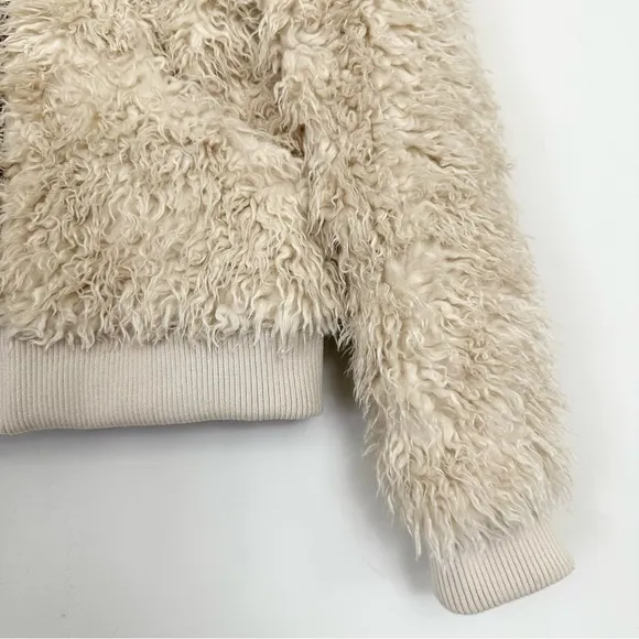 Chaser Faux Lamby Bomber Jacket in Cream