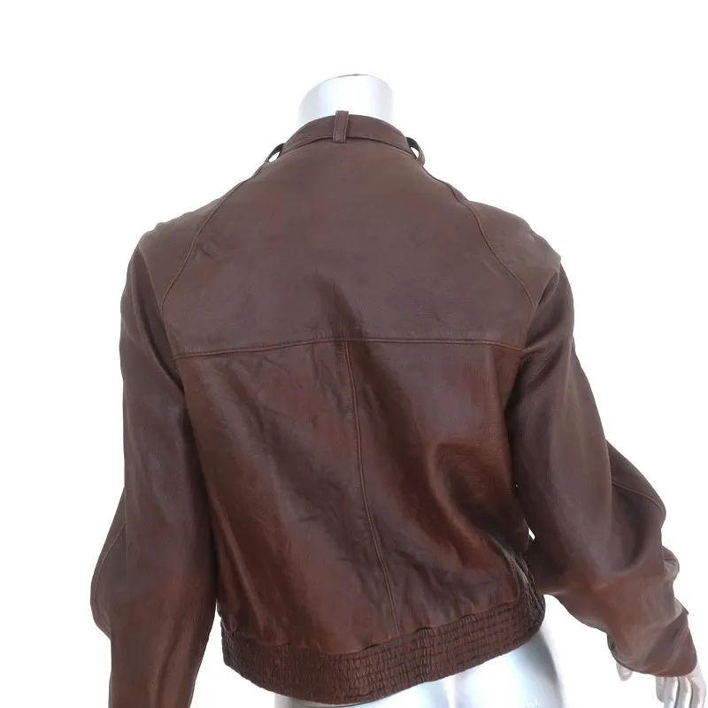 Chloe Leather Bomber Jacket Dark Brown Size 42