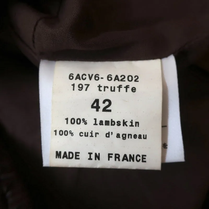 Chloe Leather Bomber Jacket Dark Brown Size 42