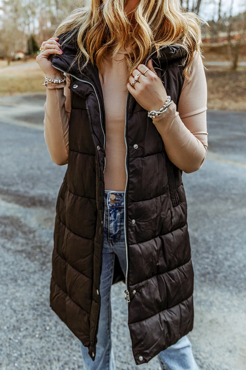 Cold Days Forever Hooded Puffer Vest- 5 Colors (Black, Green, Charcoal, Chestnut, Plum)