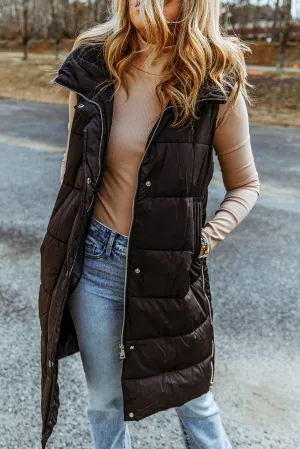 Cold Days Forever Hooded Puffer Vest- 5 Colors (Black, Green, Charcoal, Chestnut, Plum)