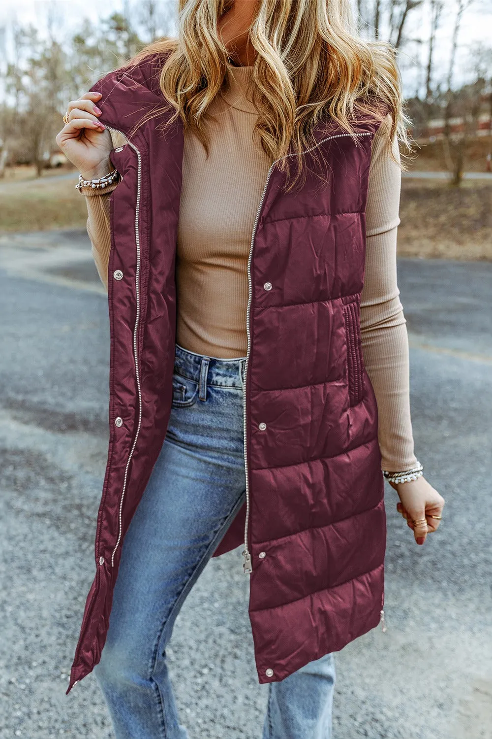 Cold Days Forever Hooded Puffer Vest- 5 Colors (Black, Green, Charcoal, Chestnut, Plum)