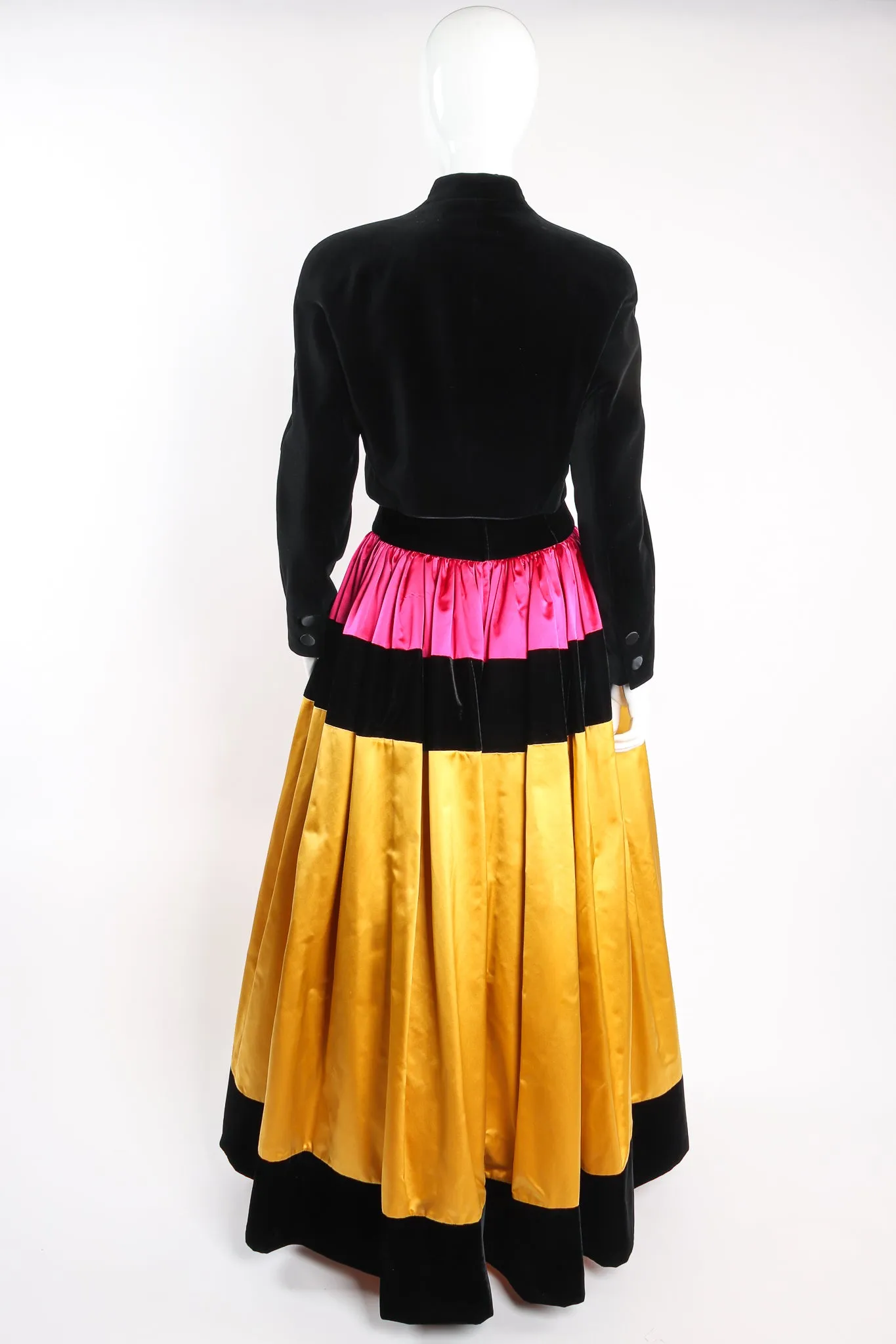 Colorblock Satin Halter Ball Gown & Jacket
