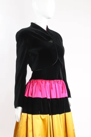 Colorblock Satin Halter Ball Gown & Jacket