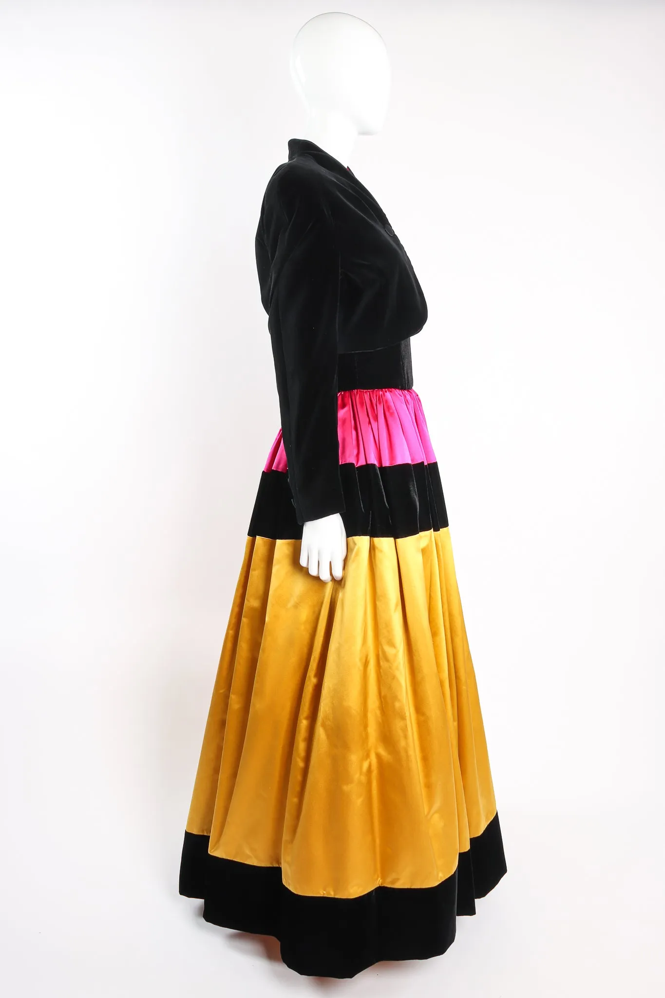 Colorblock Satin Halter Ball Gown & Jacket