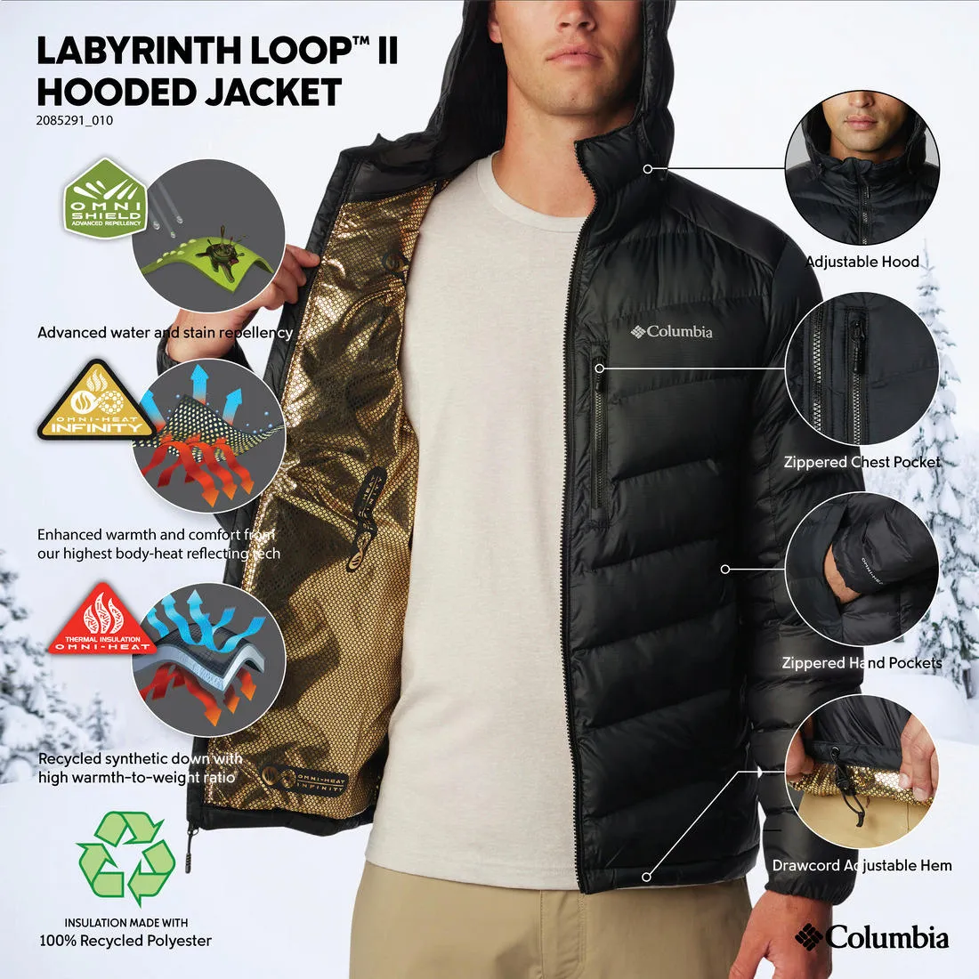 Columbia Mens Black Labyrinth Loop II Hooded Jacket