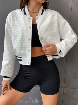 Contrast Quilted Bomber Jacket
