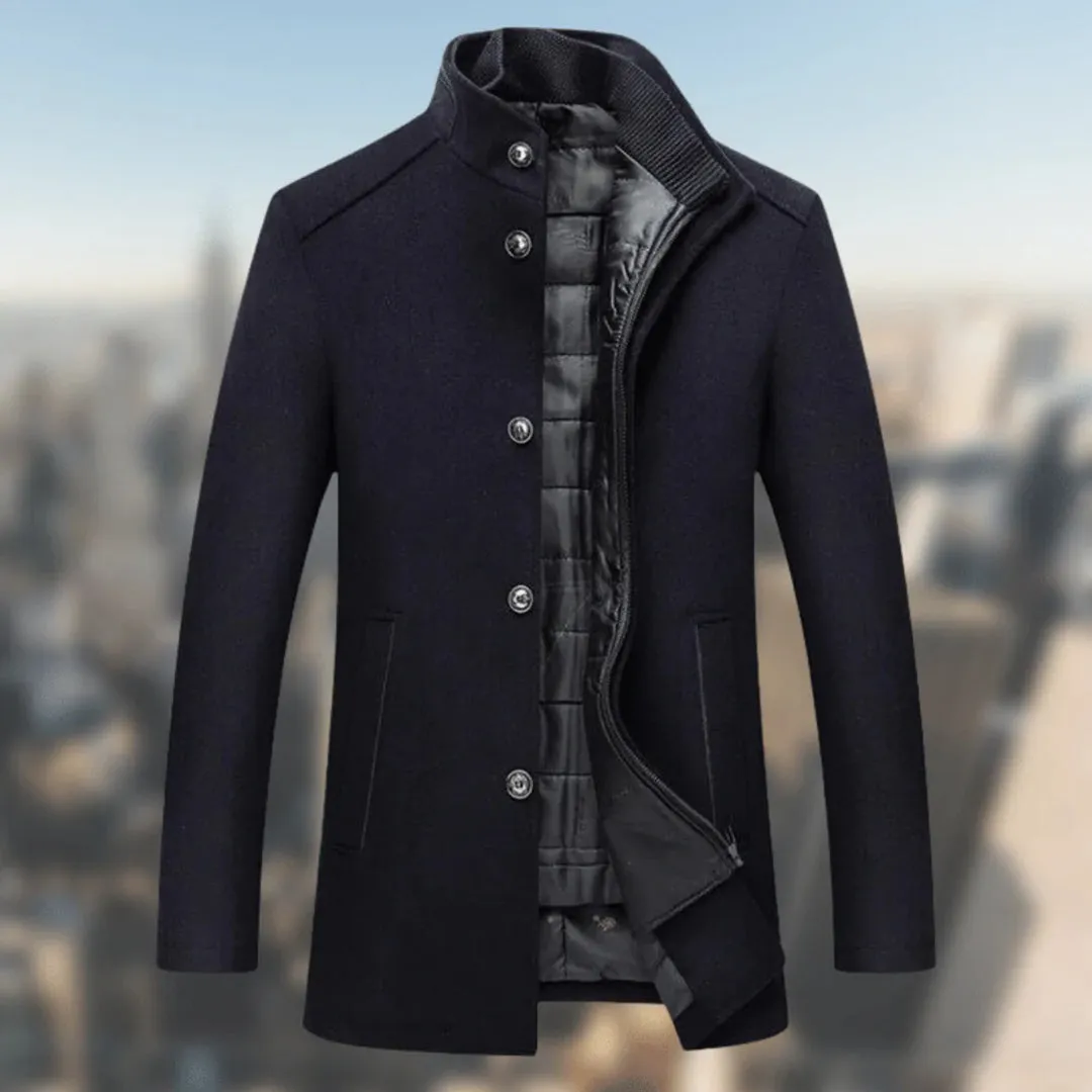 CozyGuard™ | Men's Warm Coat with Standing Collar | Insulated Fabric, Windproof Design & Comfortable Fit