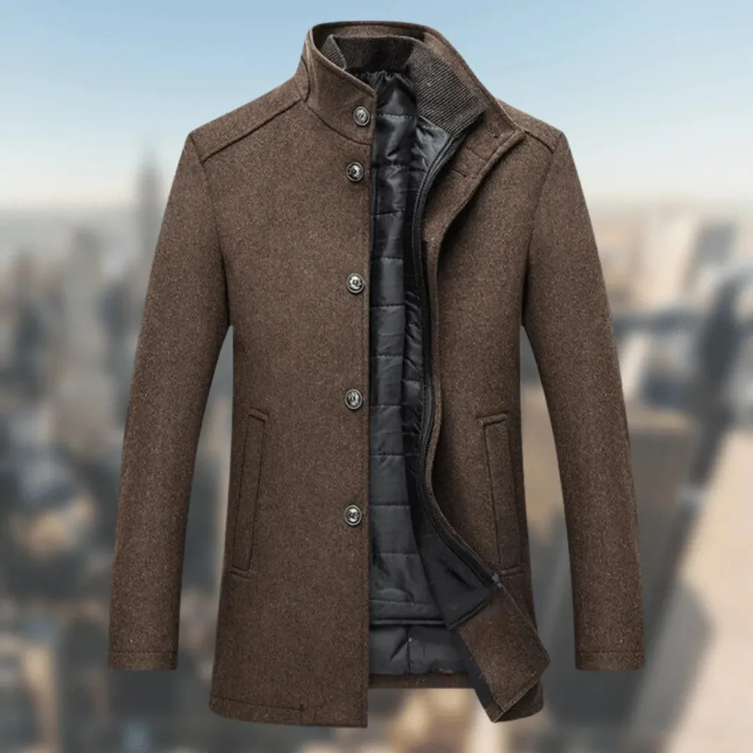 CozyGuard™ | Men's Warm Coat with Standing Collar | Insulated Fabric, Windproof Design & Comfortable Fit