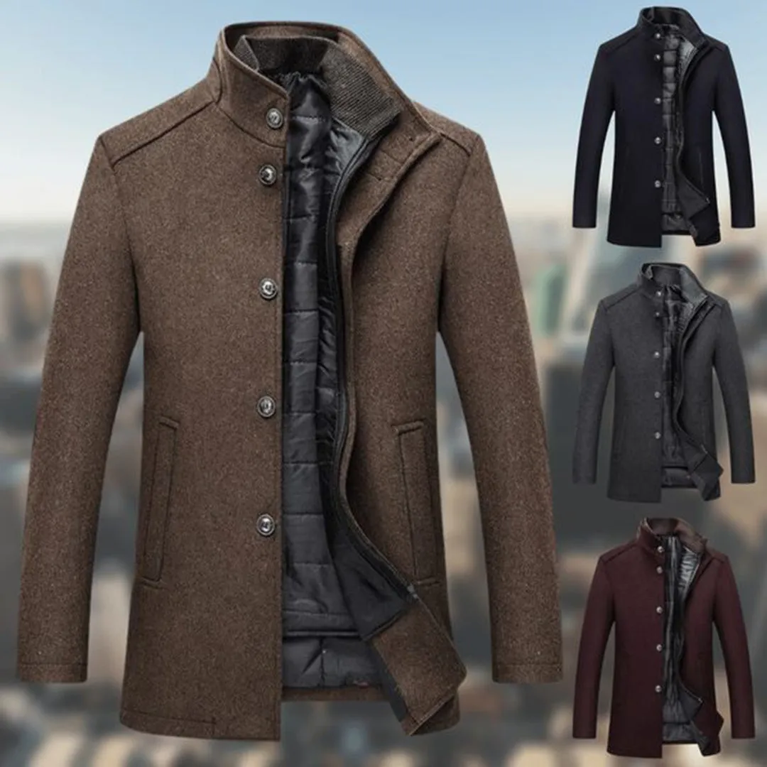 CozyGuard™ | Men's Warm Coat with Standing Collar | Insulated Fabric, Windproof Design & Comfortable Fit