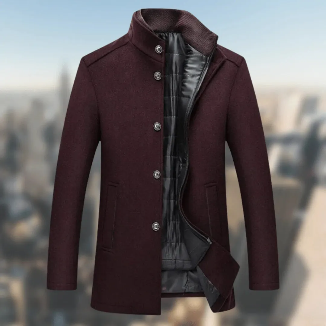 CozyGuard™ | Men's Warm Coat with Standing Collar | Insulated Fabric, Windproof Design & Comfortable Fit