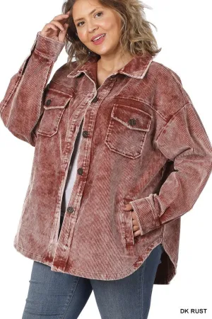 Curvy Premium Vintage Oversized Corduroy Shacket