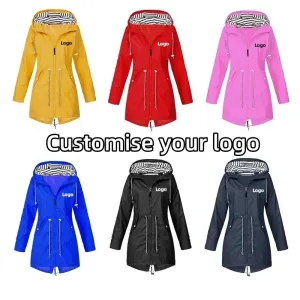 Customise your logo Ladies Double Waterproof Lightweight Jacket Outdoor Hooded Zipper Coats Mountaineering Jackets for Women
