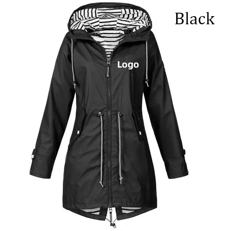 Customise your logo Ladies Double Waterproof Lightweight Jacket Outdoor Hooded Zipper Coats Mountaineering Jackets for Women