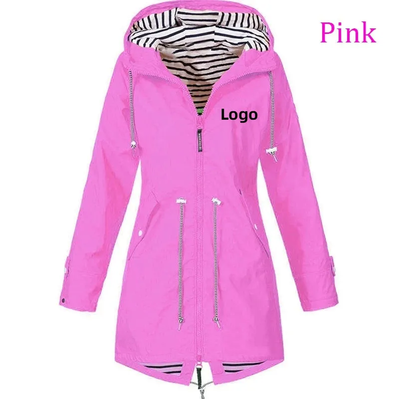 Customise your logo Ladies Double Waterproof Lightweight Jacket Outdoor Hooded Zipper Coats Mountaineering Jackets for Women