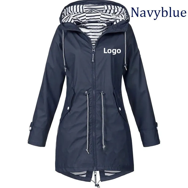 Customise your logo Ladies Double Waterproof Lightweight Jacket Outdoor Hooded Zipper Coats Mountaineering Jackets for Women