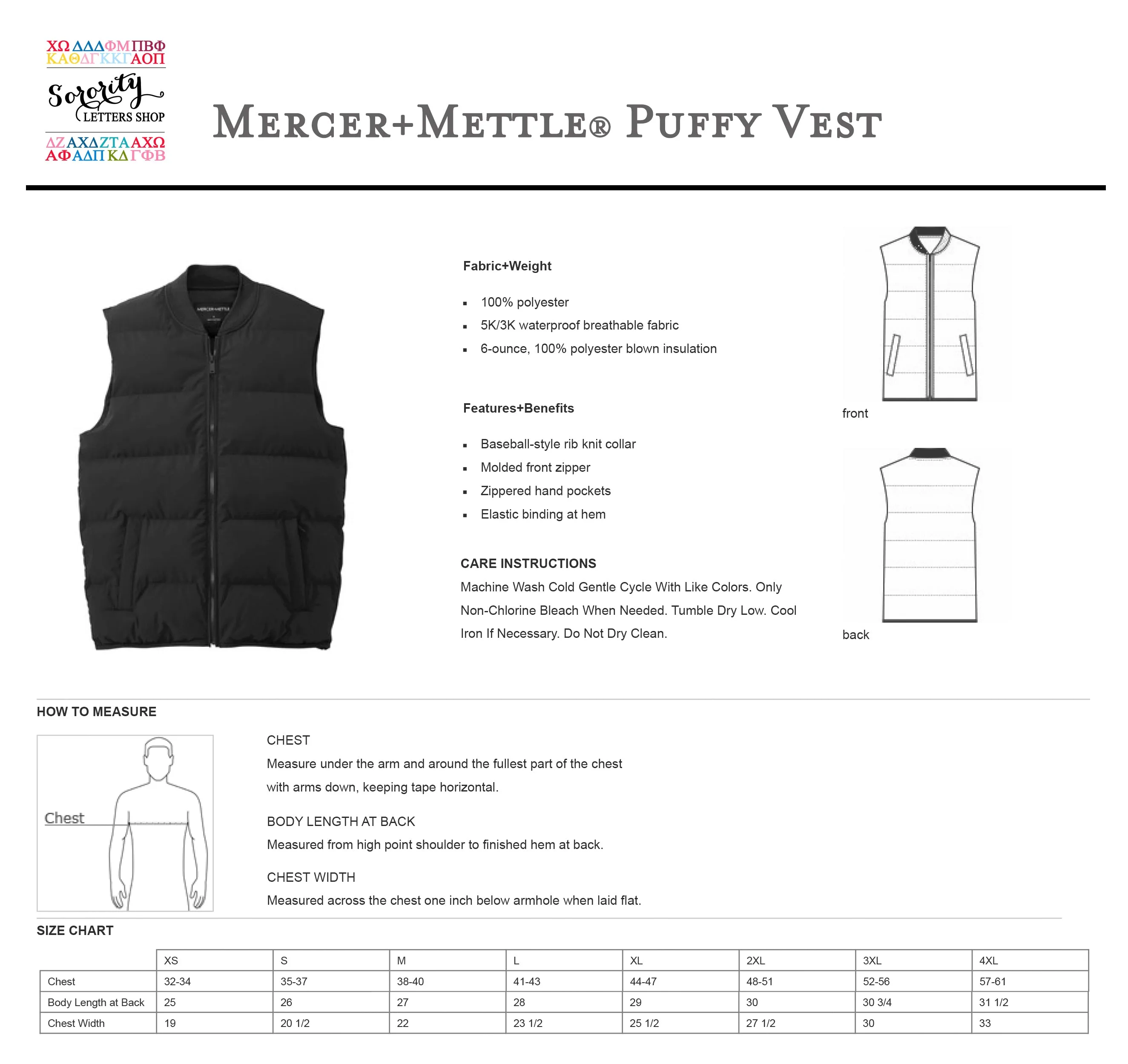 Delta Sigma Pi Puffy Vest by Mercer Mettle®