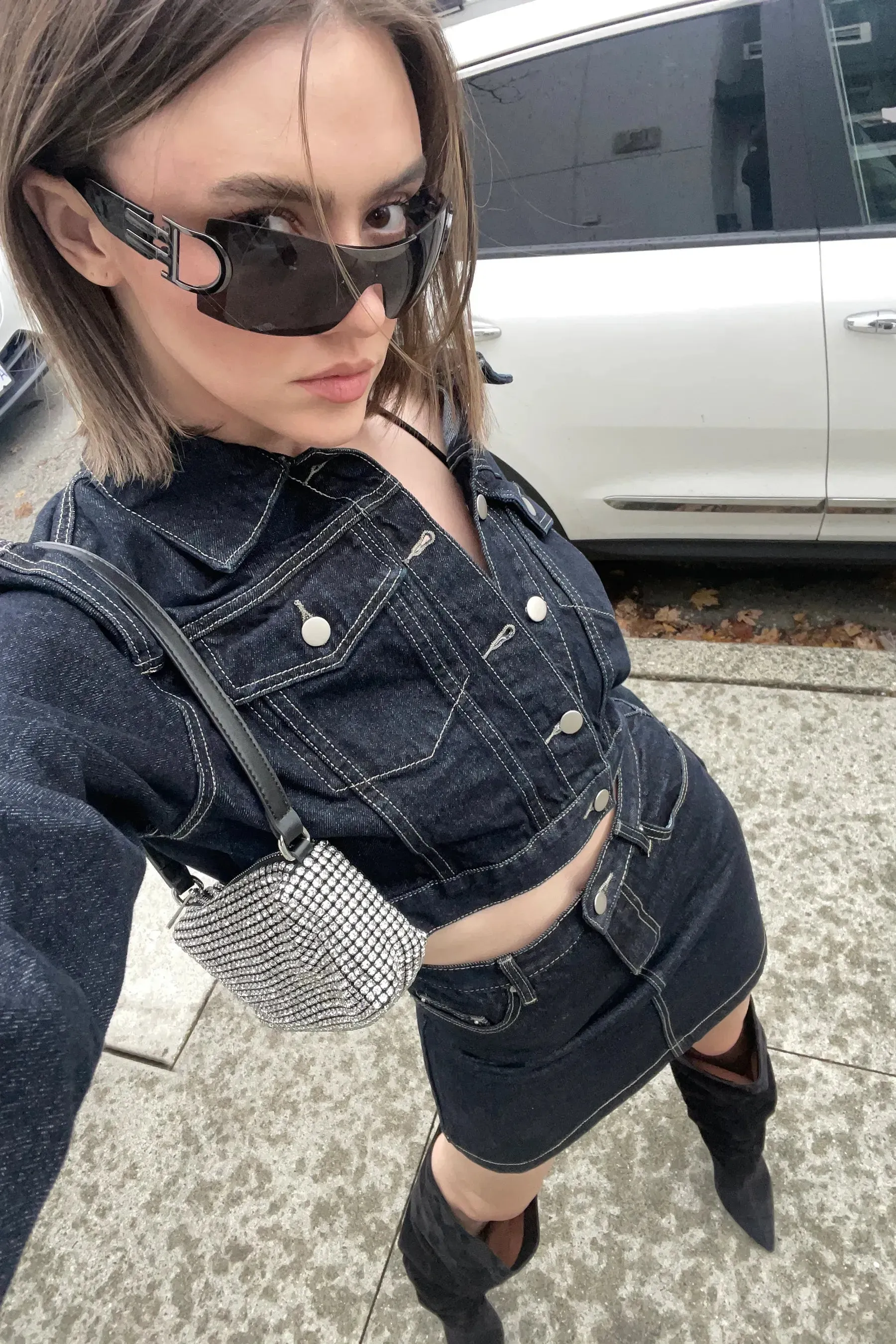 Denim Jacket and Skirt Set