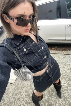 Denim Jacket and Skirt Set
