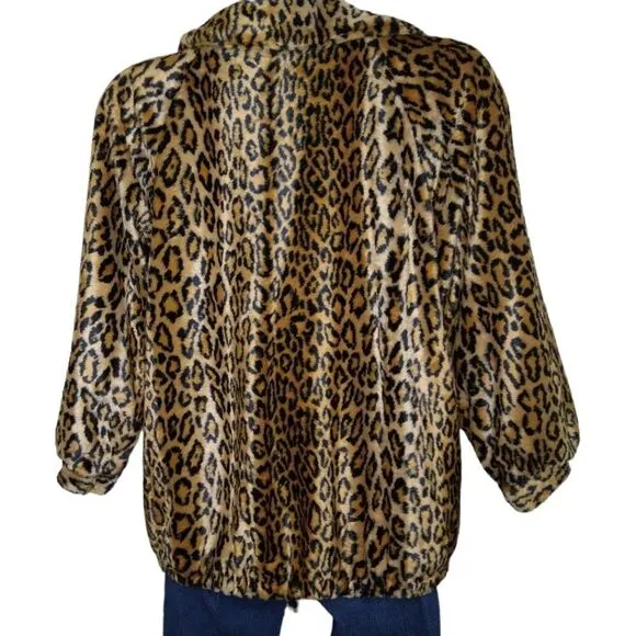 Dennis Basso Faux Leopard Bomber Size L