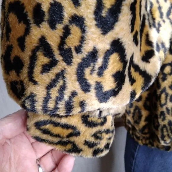 Dennis Basso Faux Leopard Bomber Size L