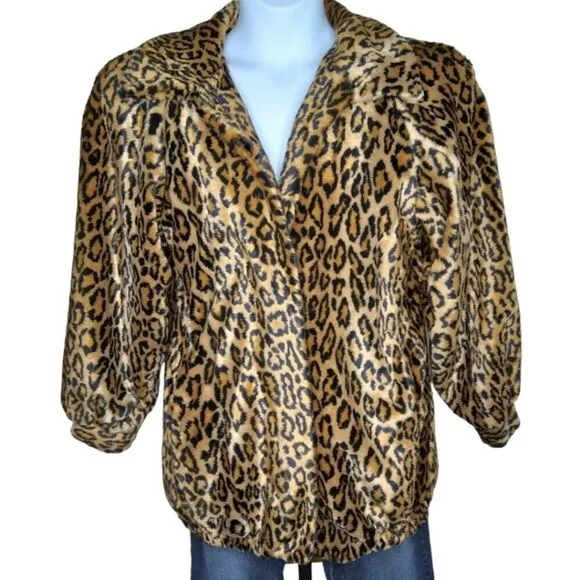 Dennis Basso Faux Leopard Bomber Size L
