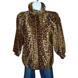 Dennis Basso Faux Leopard Bomber Size L