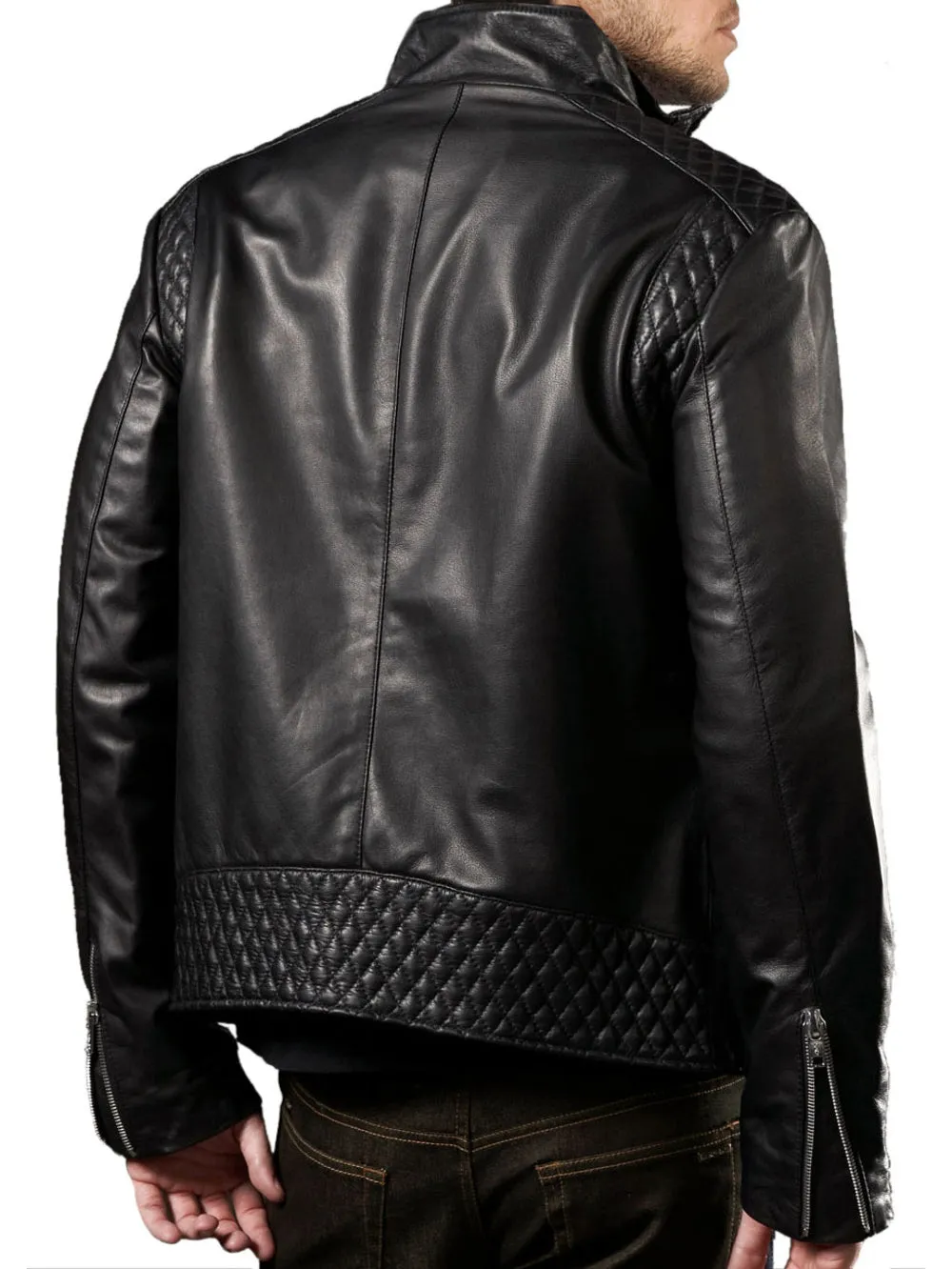Diamond Quilted Leather Bomber for Men