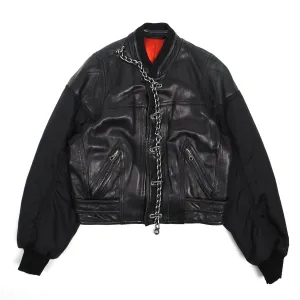 Dirk Bikkembergs Vintage Leather Bomber Black Size 52