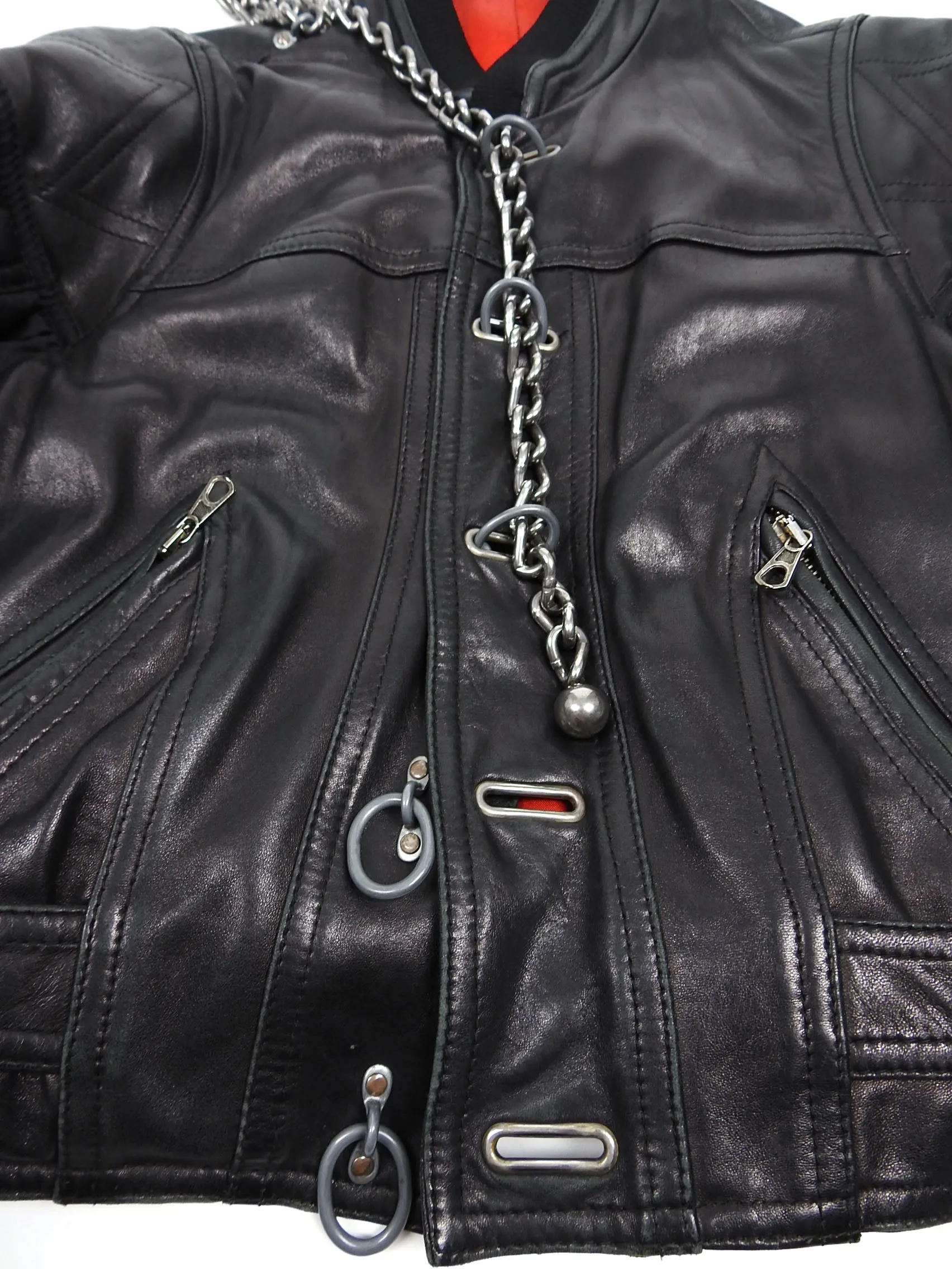 Dirk Bikkembergs Vintage Leather Bomber Black Size 52