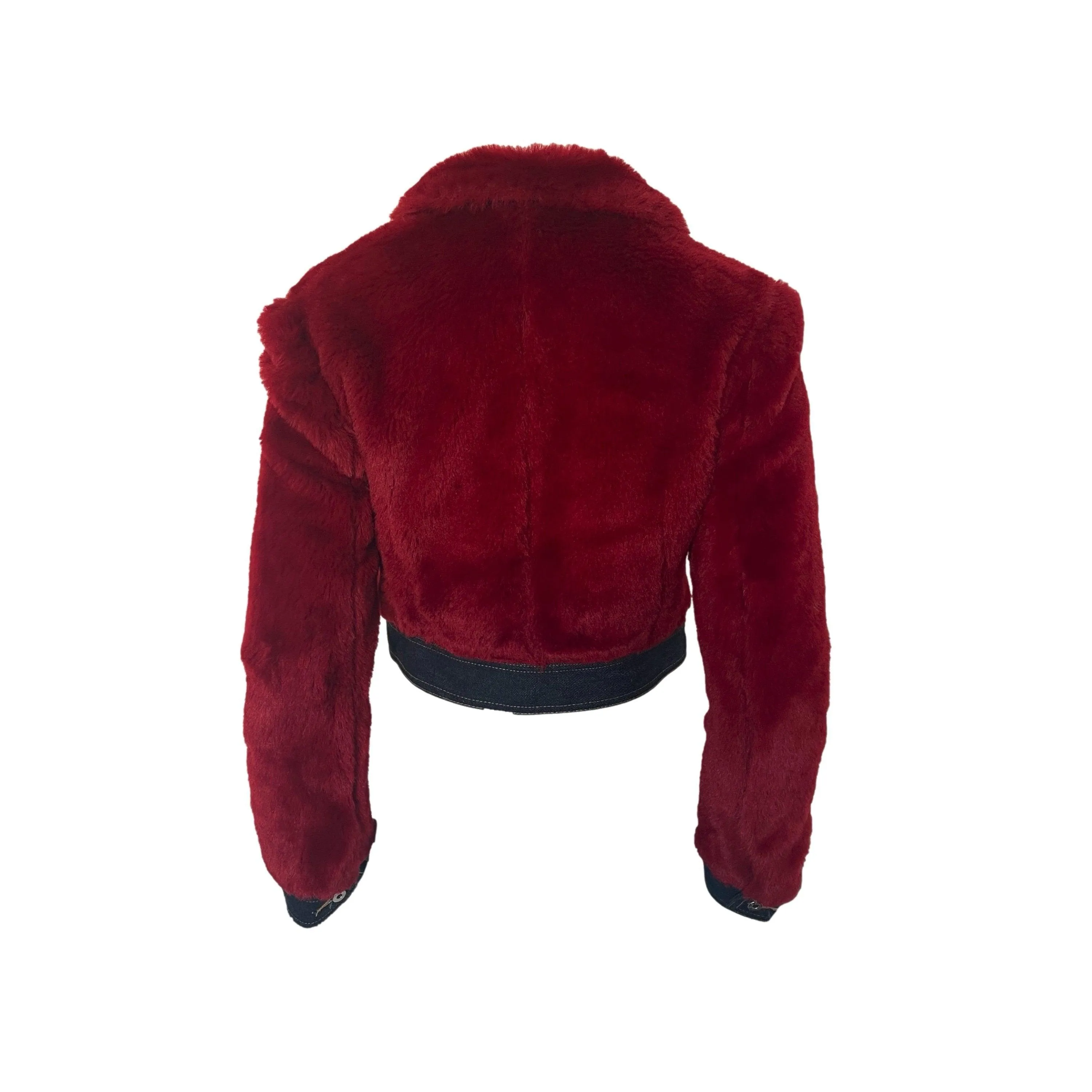 Dolce & Gabbana Red Faux Fur Bomber