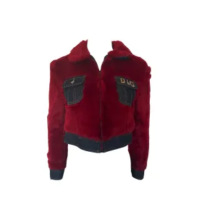 Dolce & Gabbana Red Faux Fur Bomber