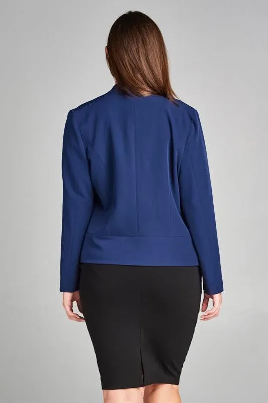 DRAPED COLLAR BLAZER | CURVY | black| navy|