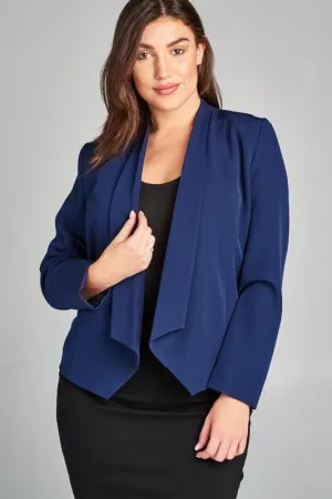DRAPED COLLAR BLAZER | CURVY | black| navy|