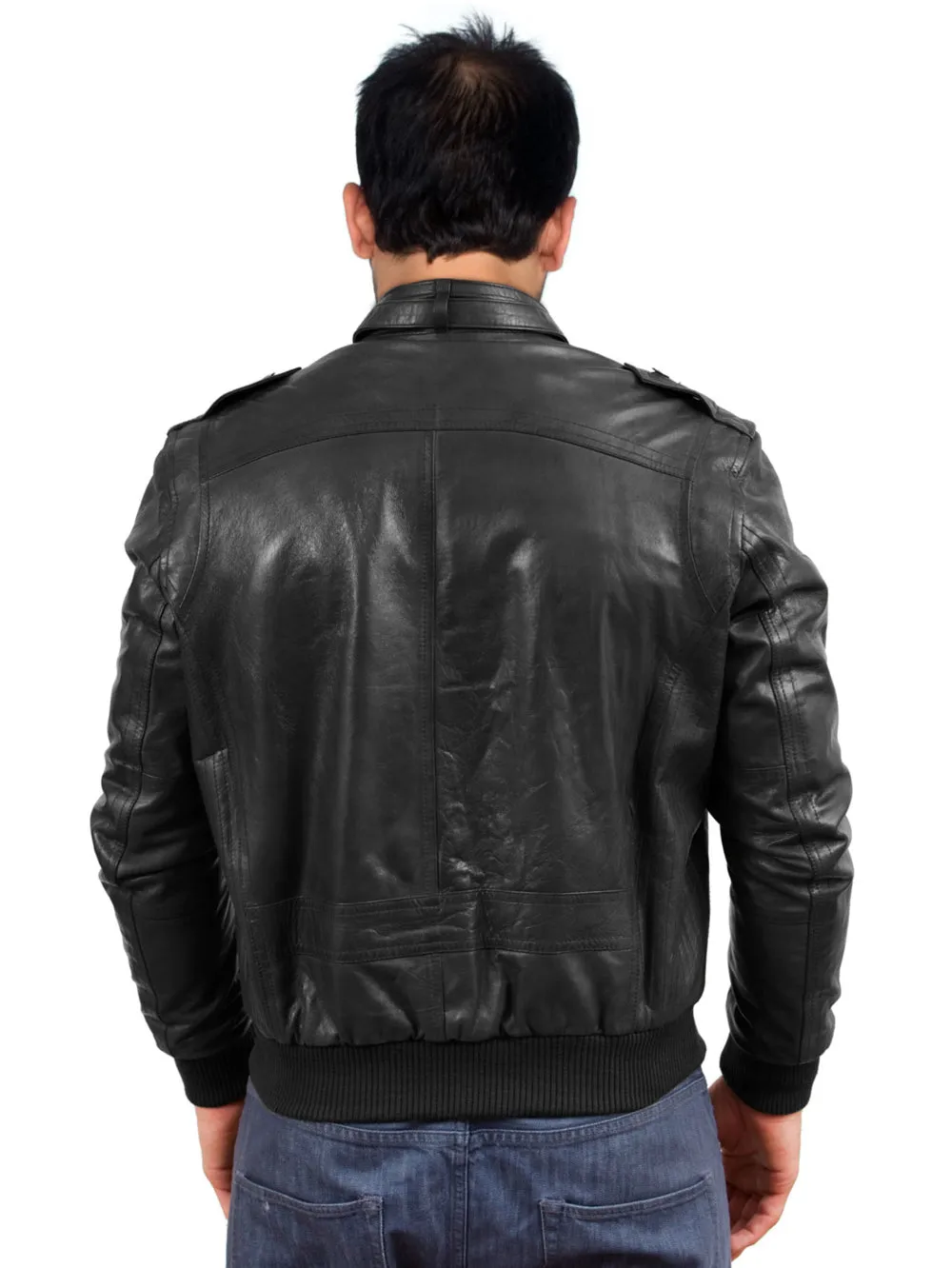 Elegant Zippered Lambskin Leather Bomber for Men
