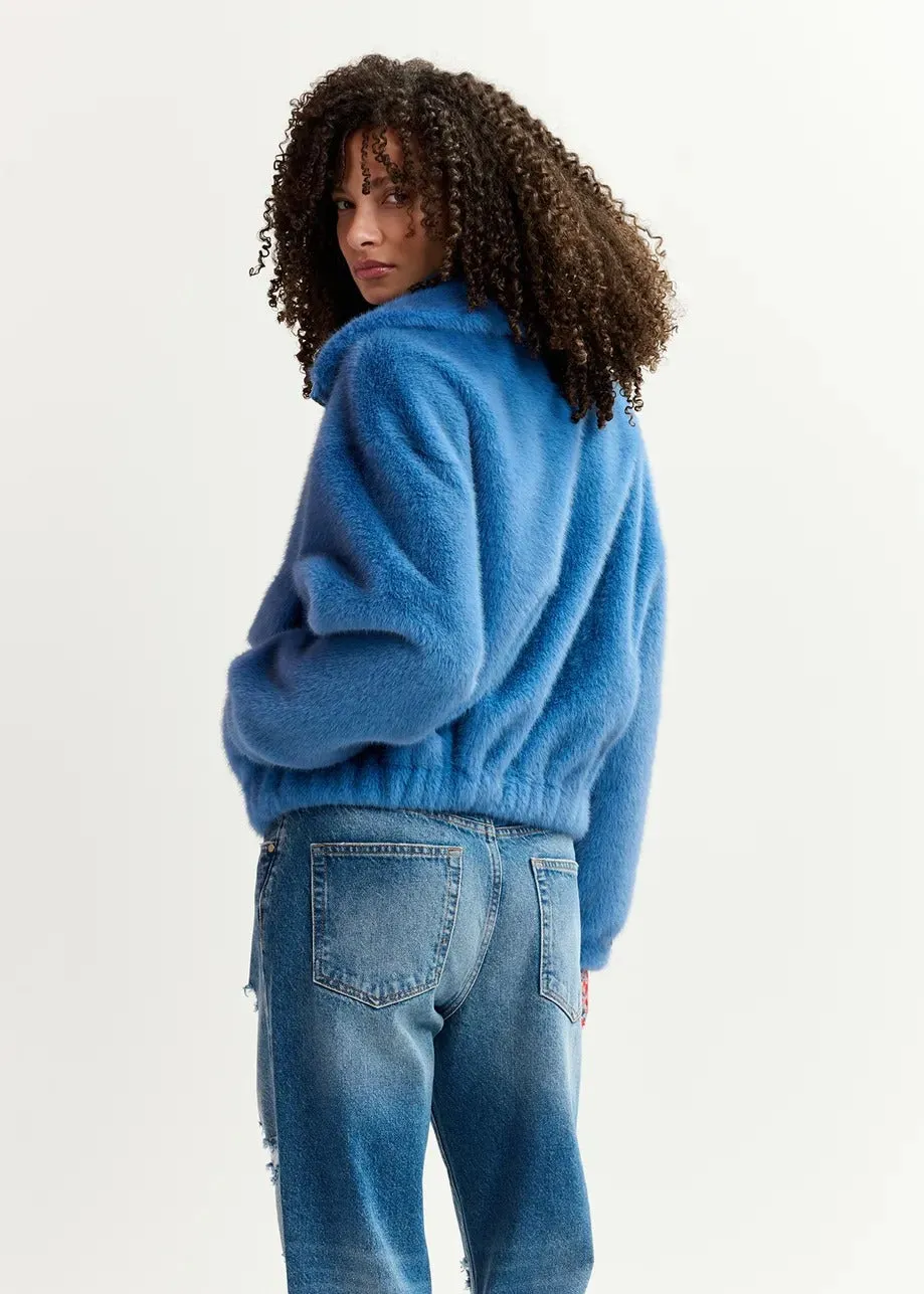 Essentiel Antwerp Genz Faux Fur Jacket in Another Blue