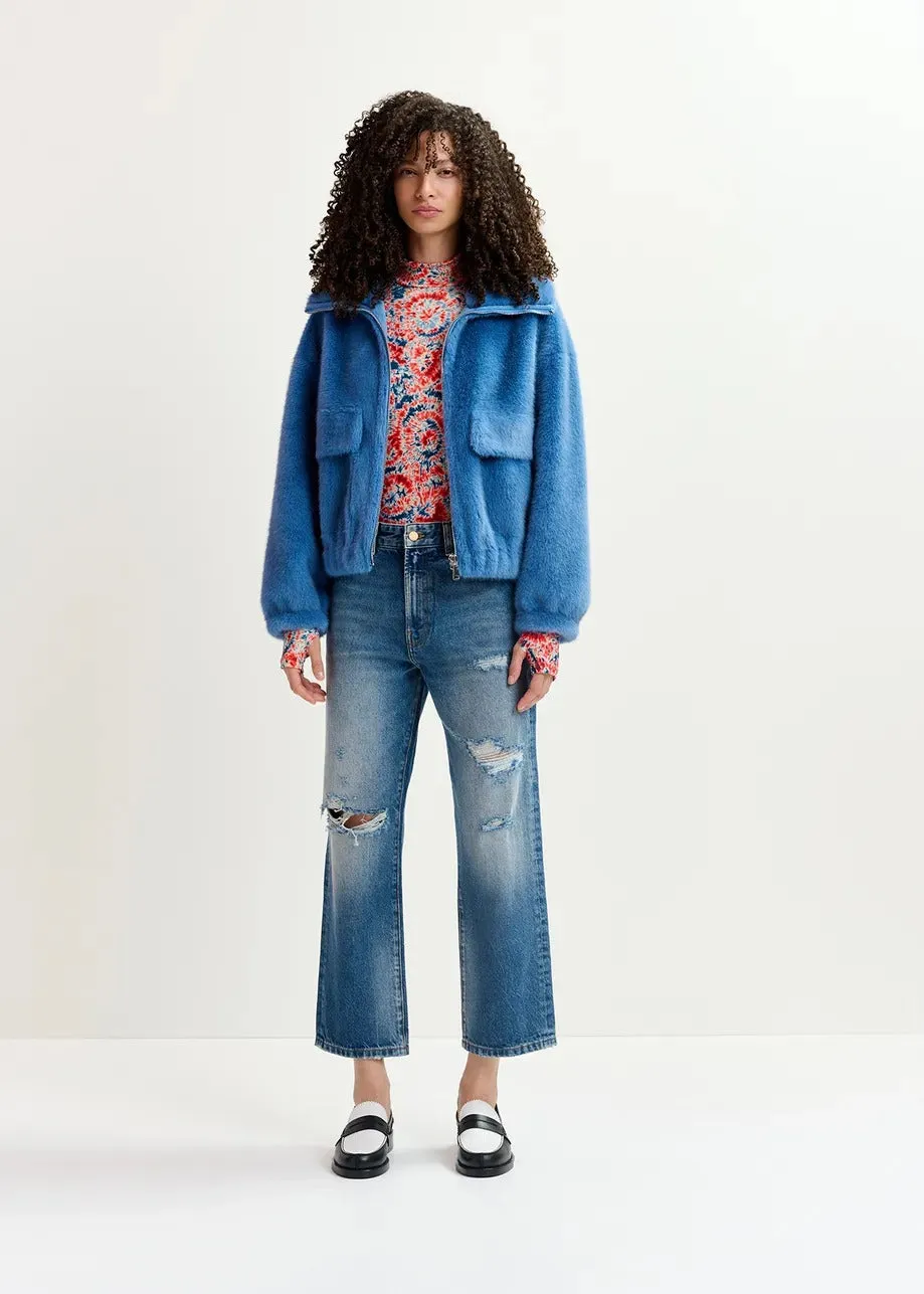 Essentiel Antwerp Genz Faux Fur Jacket in Another Blue
