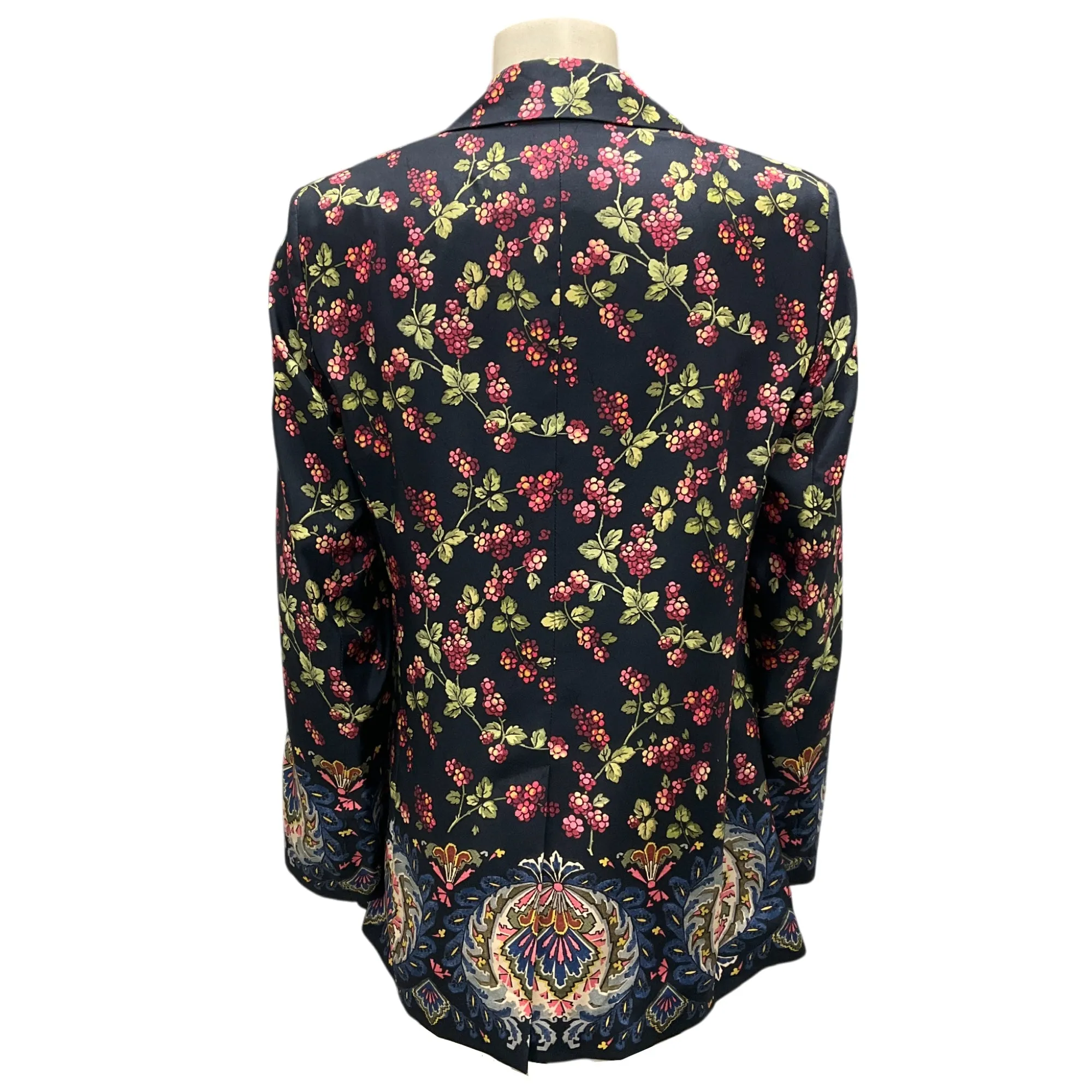 Etro Navy Blue Multi 2023 Floral Silk Blazer