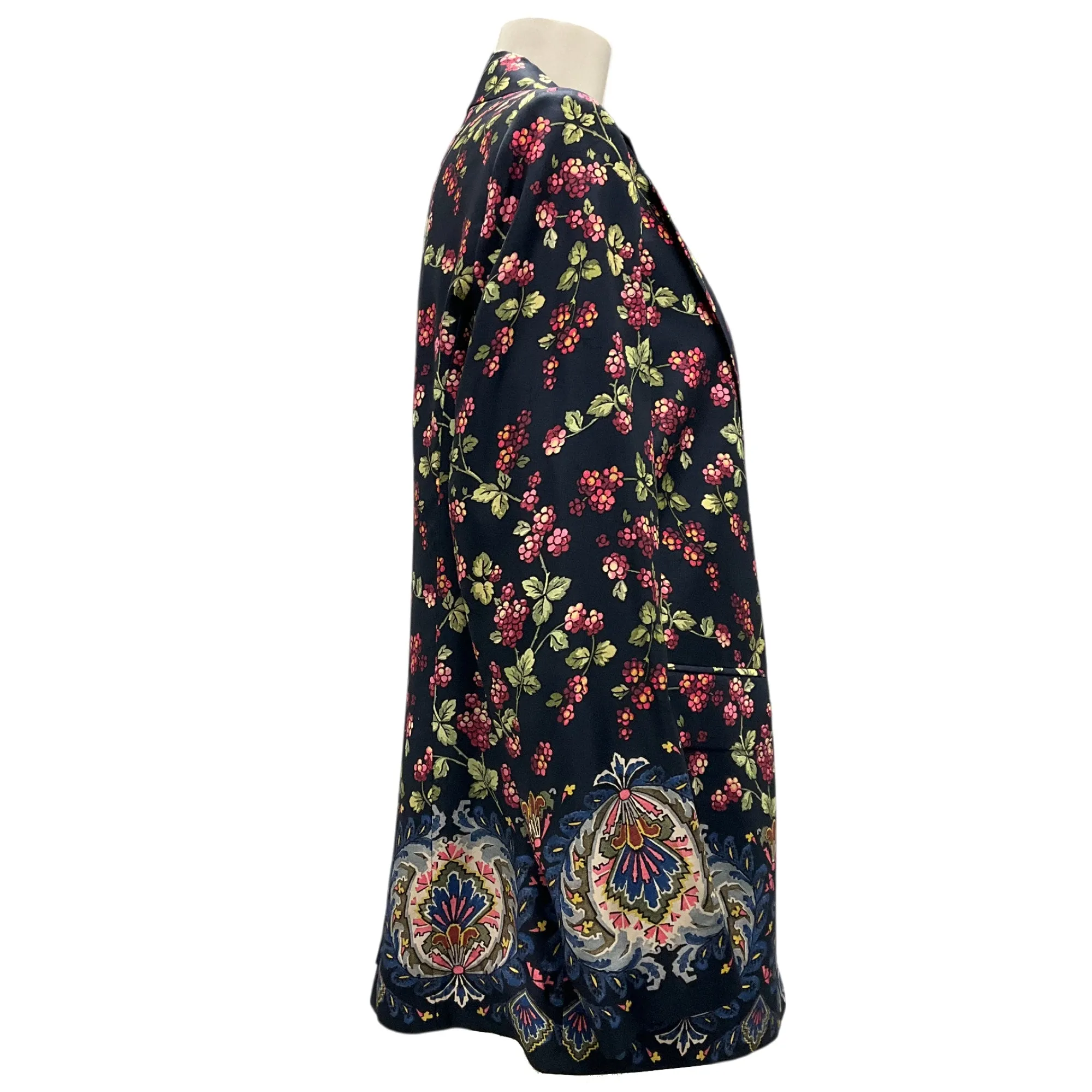 Etro Navy Blue Multi 2023 Floral Silk Blazer