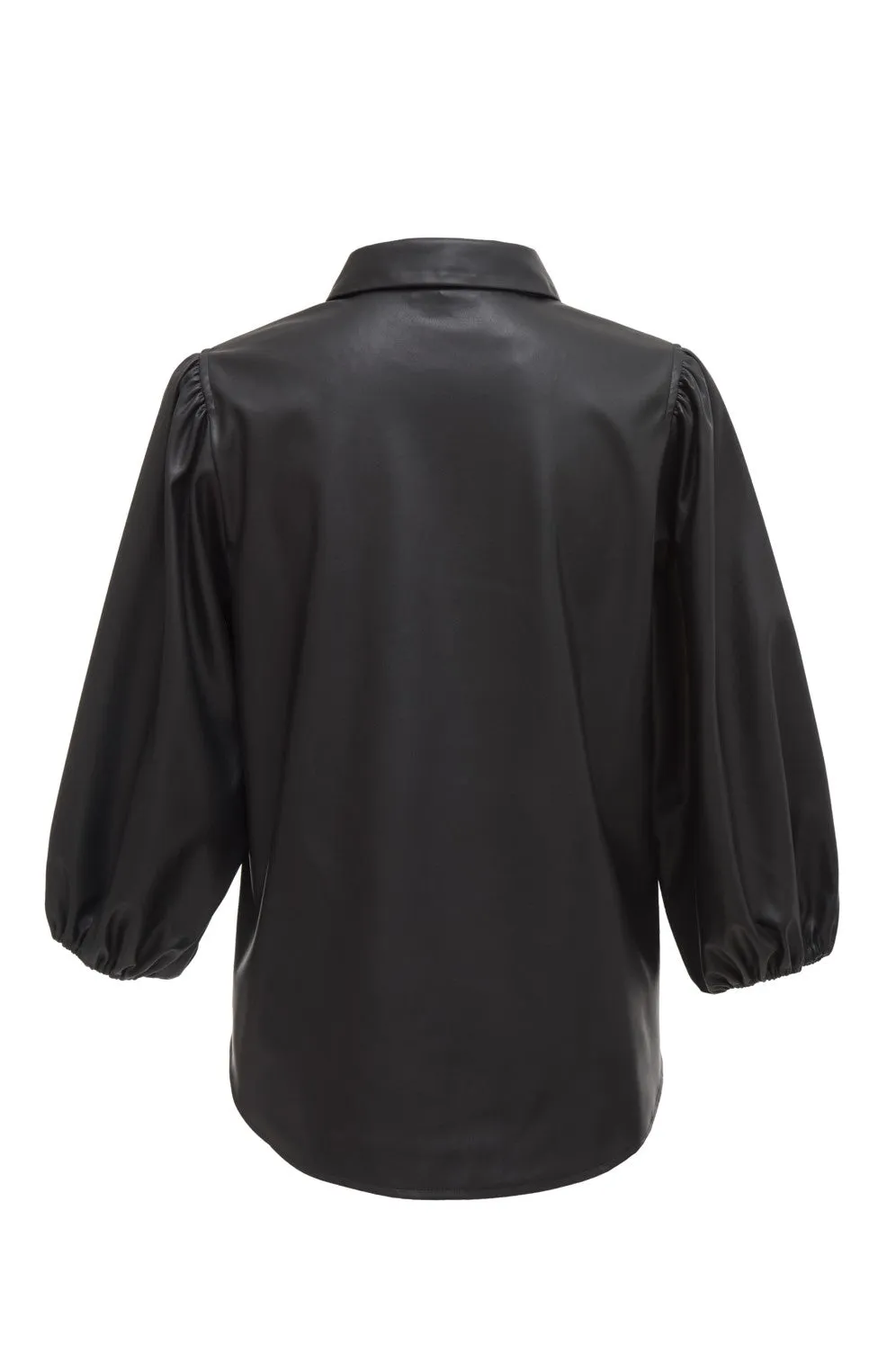 Faux Leather Balloon Sleeve Shirt